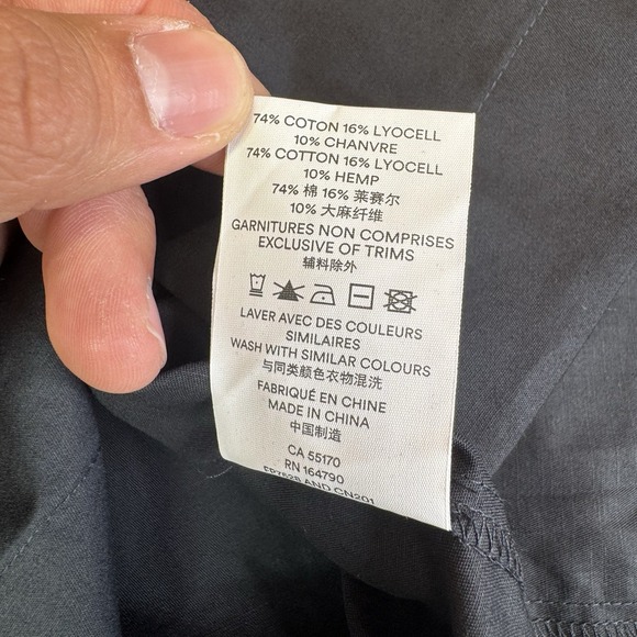 Frank And Oak The Pyjama Shirt Black XS/S Hemp Cotton Blend NWT‎ Sleepwear - Picture 6 of 10